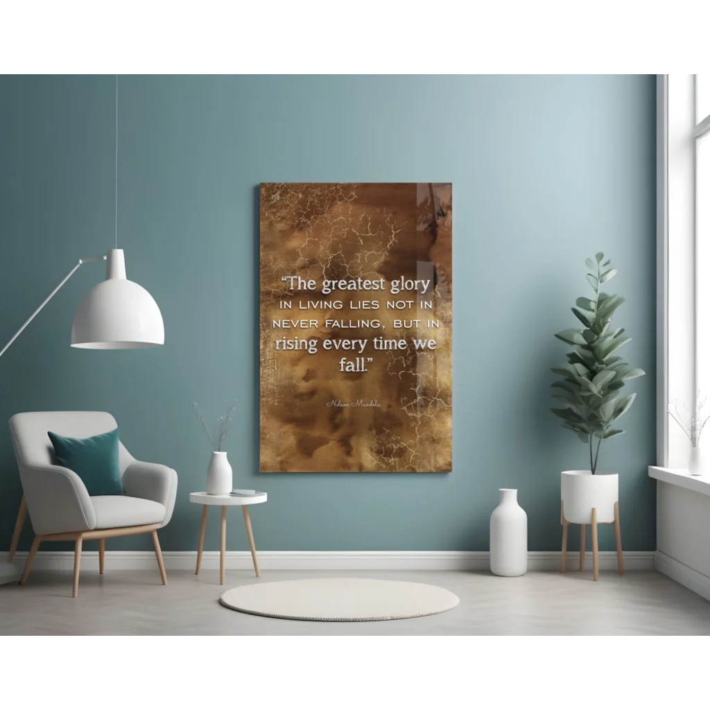 Nelson Mandela rising glory bronze gold wall art canvas print