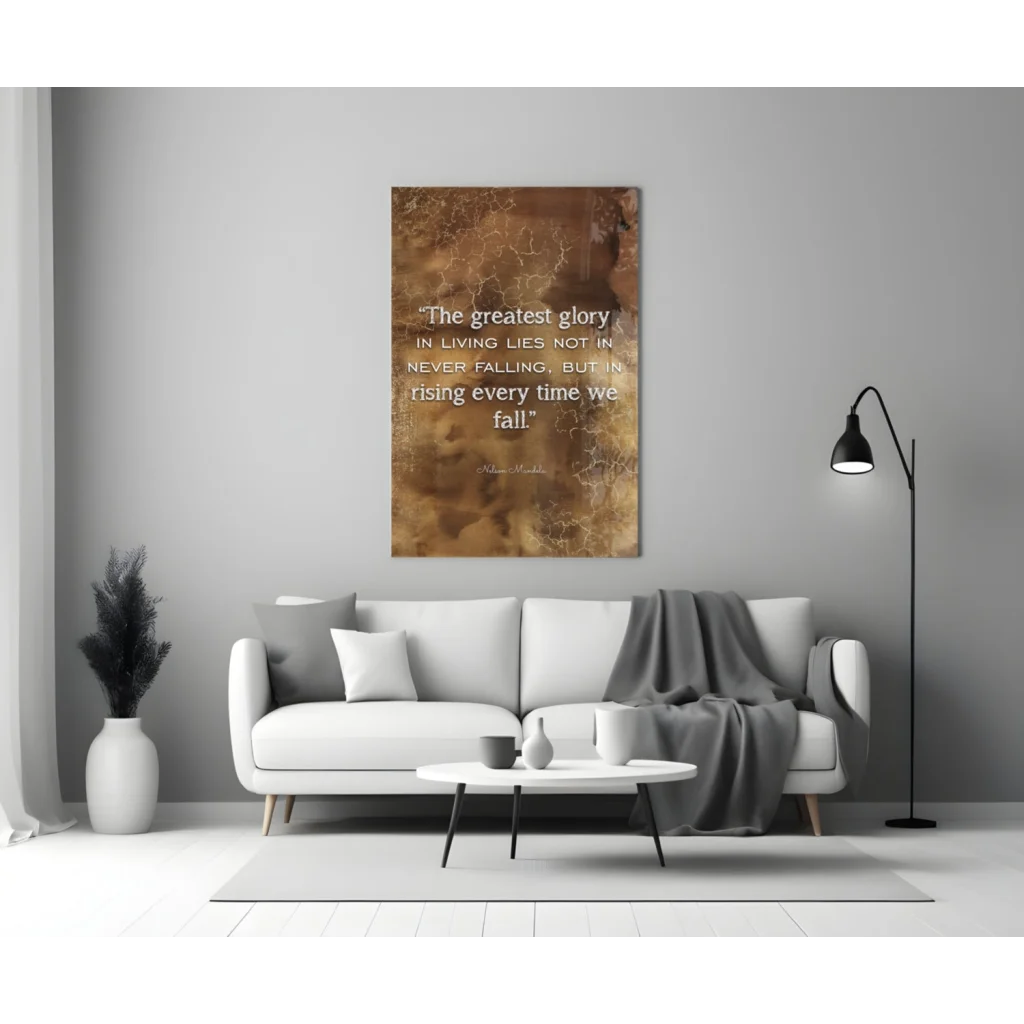Nelson Mandela bronze gold wall art quote on marbled canvas