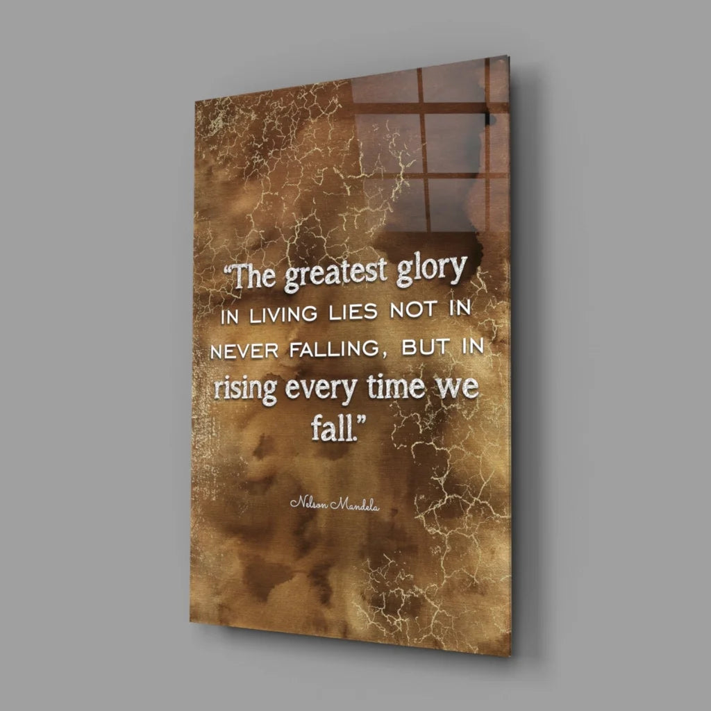 Nelson Mandela rising glory bronze gold glass wall art panel