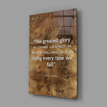 Nelson Mandela rising glory bronze gold glass wall art panel