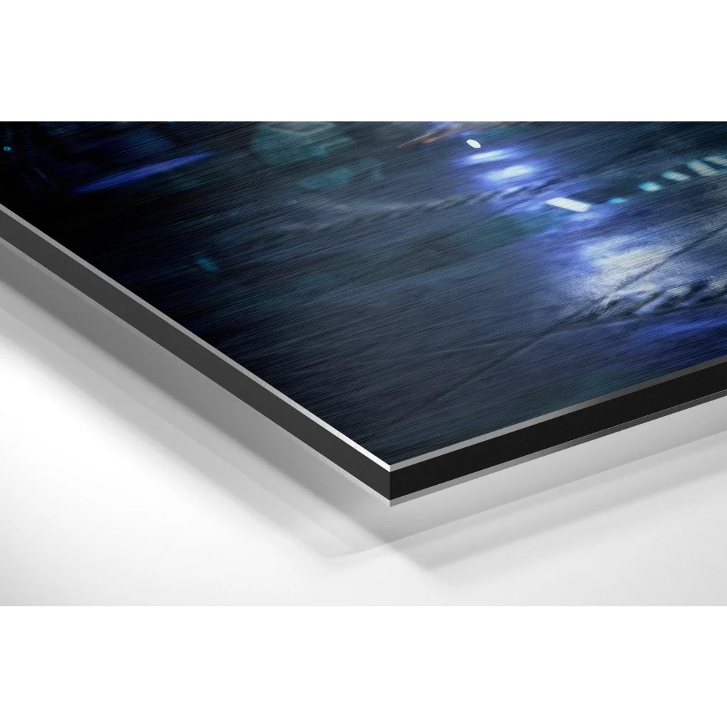 Glass Wall Art Mando in Cyberpunk Brushed Aluminium Dibond Wall Art