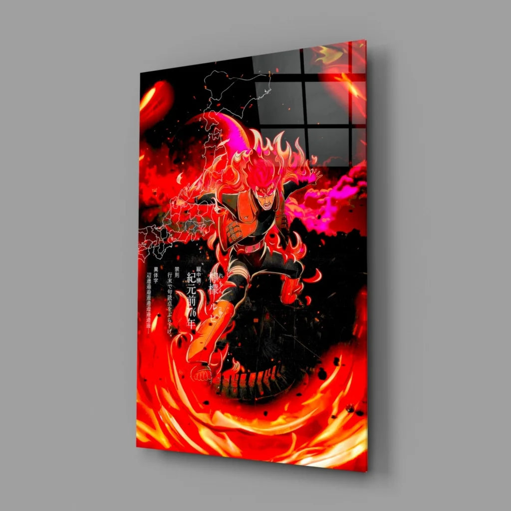 Fiery Anime Character Canvas Wall Art Print | Glass Wall Art Print | vintageantiquesgifts.com