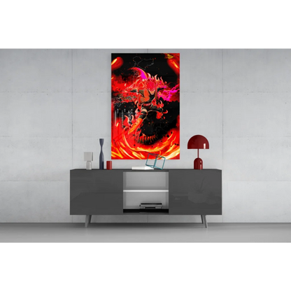 Vibrant fiery anime character on red orange canvas wall art print