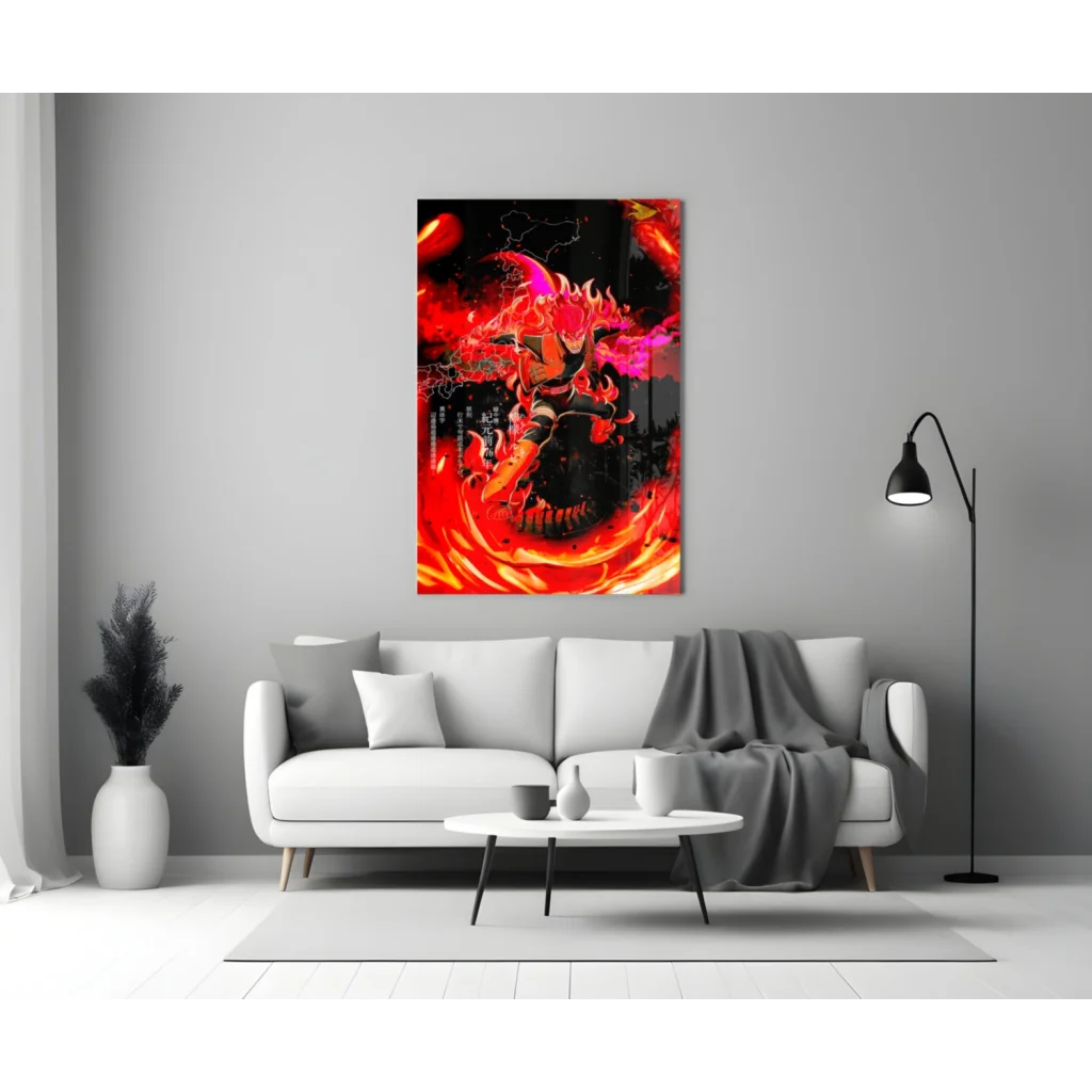 Fiery Anime Character Canvas Wall Art Print | Modern Wall Art Decor | vintageantiquesgifts.com