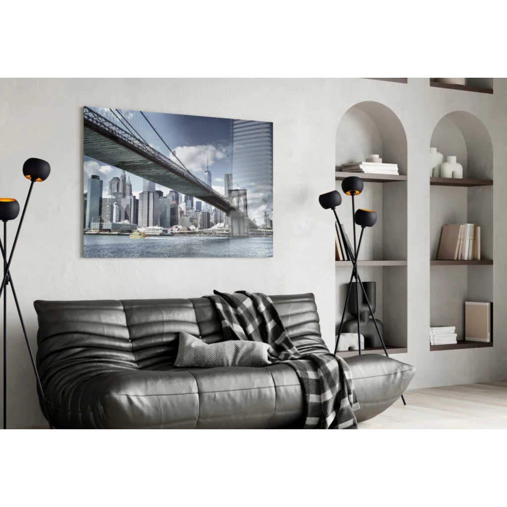 Brooklyn Bridge Manhattan Skyline Black and White Wall Art Canvas | Contemporary Home Wall Art | vintageantiquesgifts.com