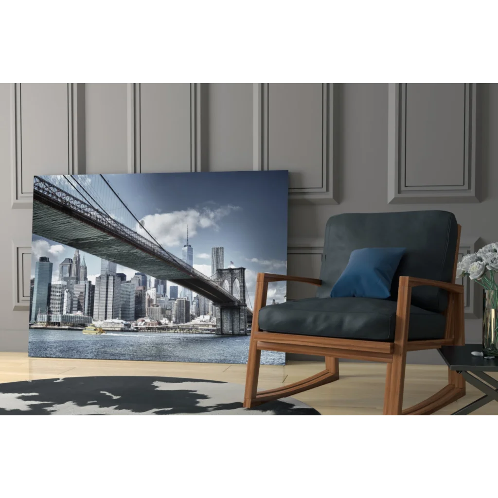 Brooklyn Bridge black and white wall art canvas print on wall