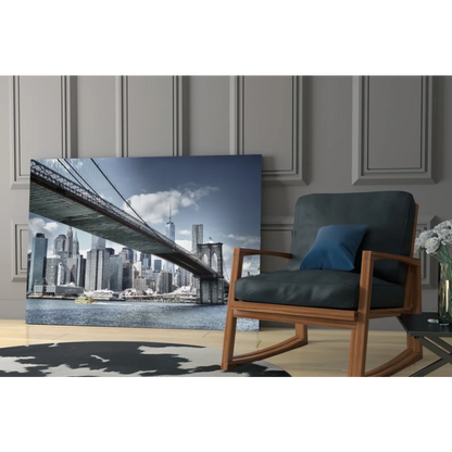 Brooklyn Bridge black and white wall art canvas print on wall