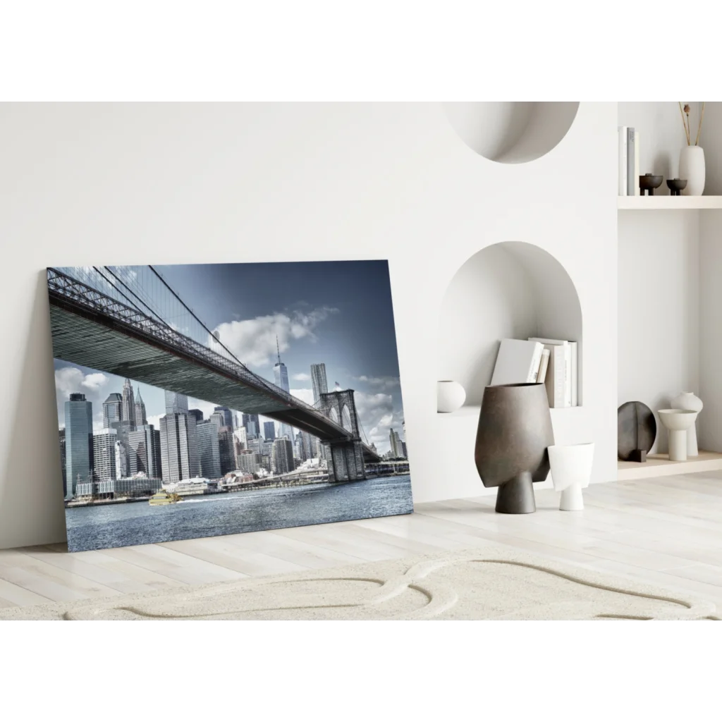Brooklyn Bridge Manhattan Skyline Black and White Wall Art Canvas | Modern Wall Art Decor | vintageantiquesgifts.com