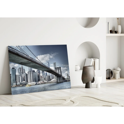 Brooklyn Bridge Manhattan Skyline Black and White Wall Art Canvas | Modern Wall Art Decor | vintageantiquesgifts.com