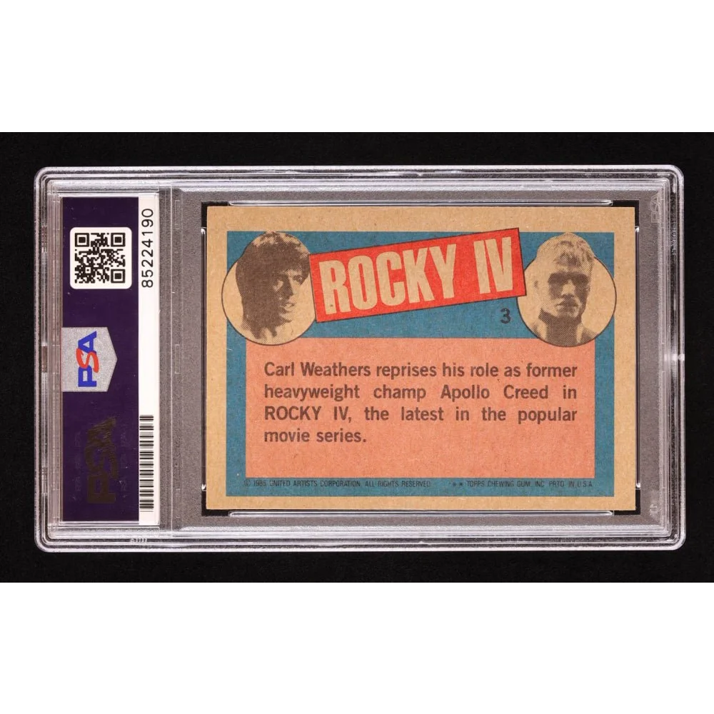 Manny Pacquiao signed Rocky IV Apollo Creed trading card PSA graded back view