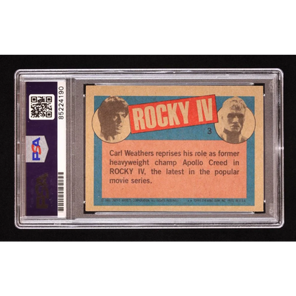 Manny Pacquiao signed Rocky IV Apollo Creed trading card PSA graded back view