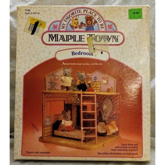 Vintage 1986 Maple Town toy set bedroom playset with bunk beds and teddy bears