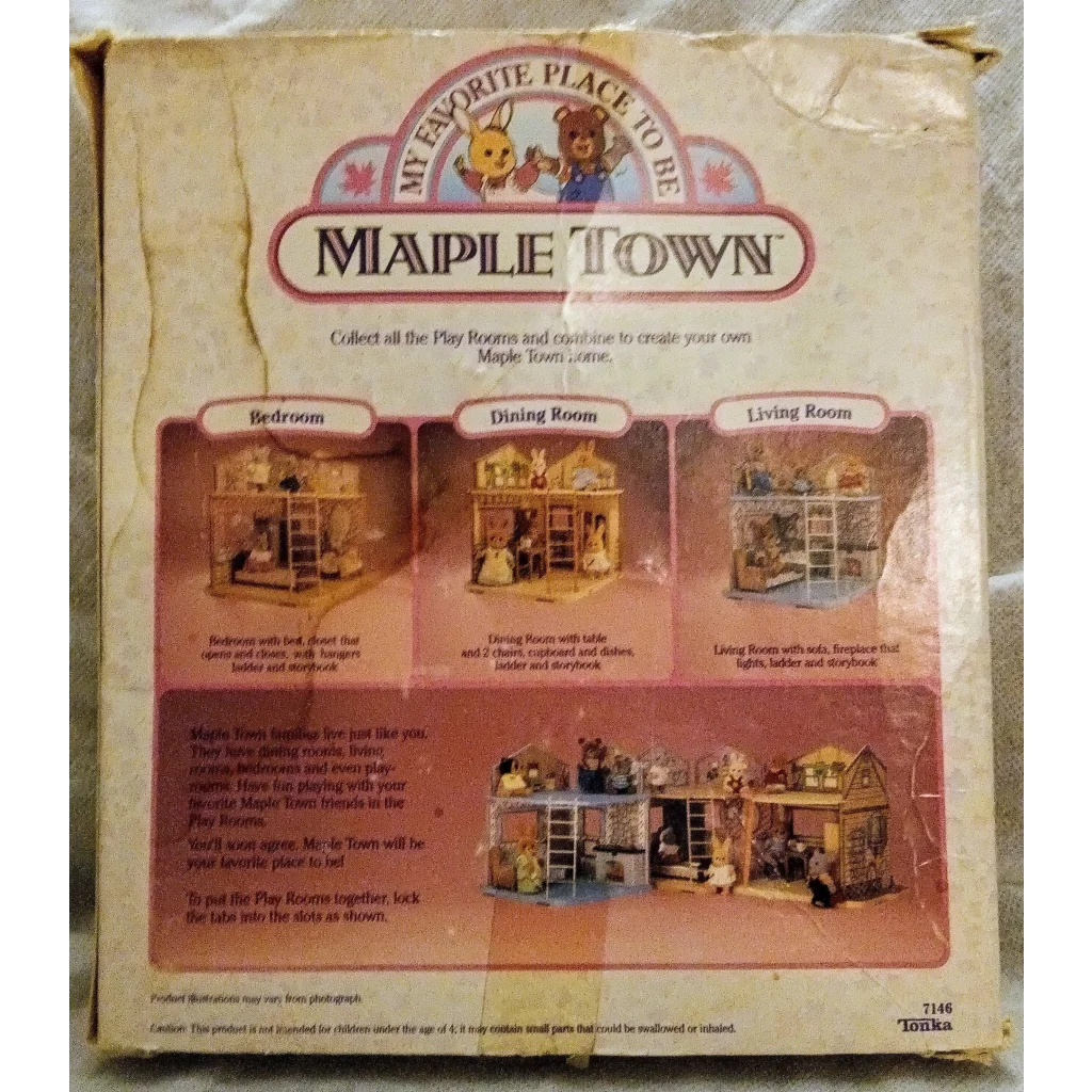 Vintage 1986 Maple Town toy set bedroom playset with bears