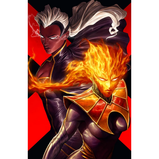 Epic Female Superheroes Dave Rapoza Exclusive Virgin comic back cover with lightning and fire women