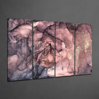 Swirling Purple Rose Gold Abstract Wall Art Triptych Canvas | Glass Wall Art Print | vintageantiquesgifts.com