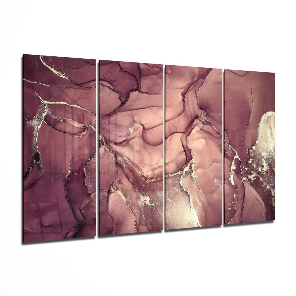 Swirling Maroon Rose Gold Abstract Canvas Wall Art Set | Insigneart USA | vintageantiquesgifts.com