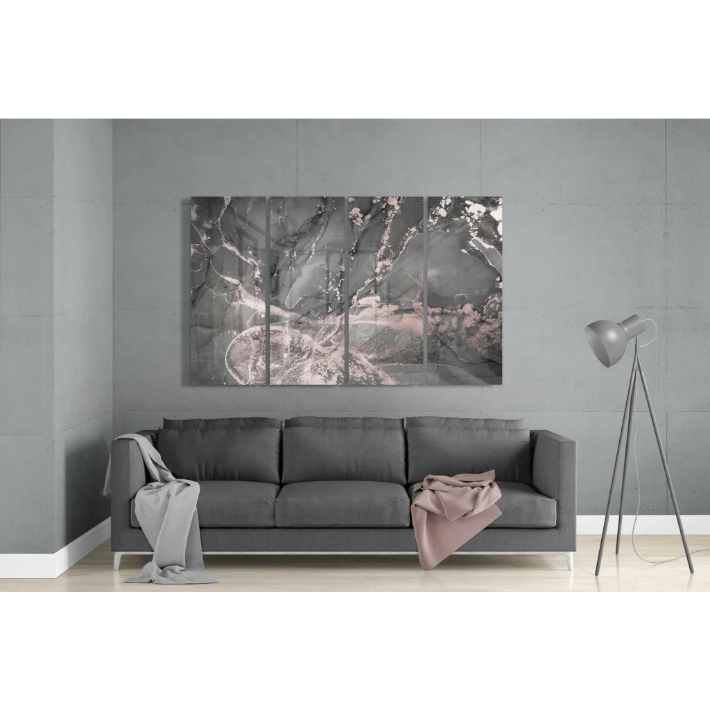 Stunning Pink Gray Marble Glass Wall Art Set | Modern Wall Art Decor | vintageantiquesgifts.com
