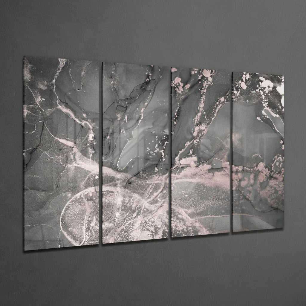 Stunning Pink Gray Marble Glass Wall Art Set | Glass Wall Art Print | vintageantiquesgifts.com