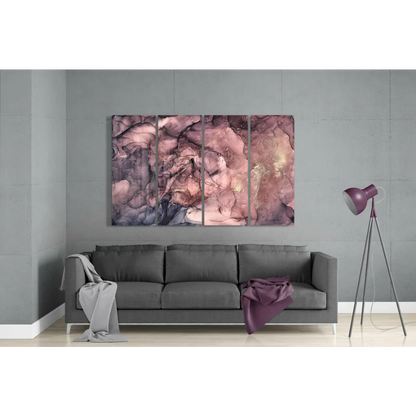Swirling Purple Rose Gold Abstract Wall Art Triptych Canvas | Modern Wall Art Decor | vintageantiquesgifts.com