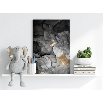 Black and gold marbled abstract art on Insigne aluminum prints