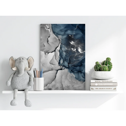 Stunning insigne aluminum prints with swirling blue marble design