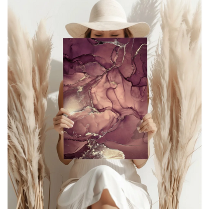 Stunning purple marble insigne aluminum print on canvas