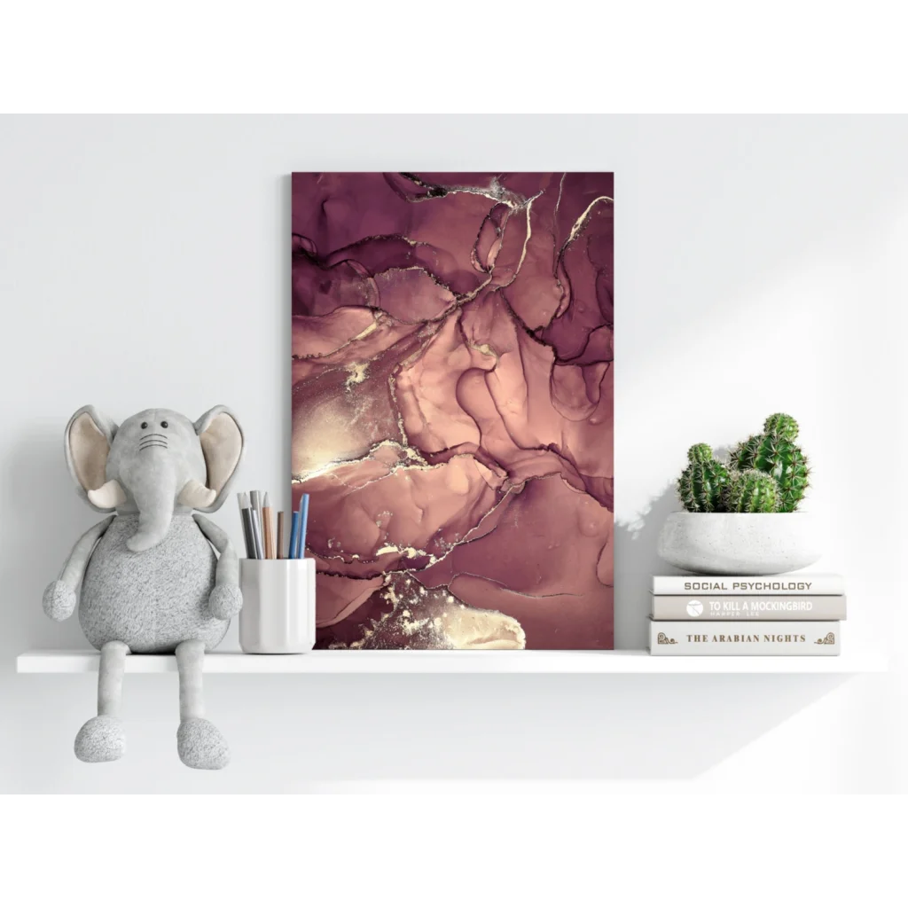 Stunning purple marble Insigne aluminum print on canvas wall art