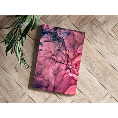 Vibrant swirling pink purple Insigne aluminum print with gold flecks