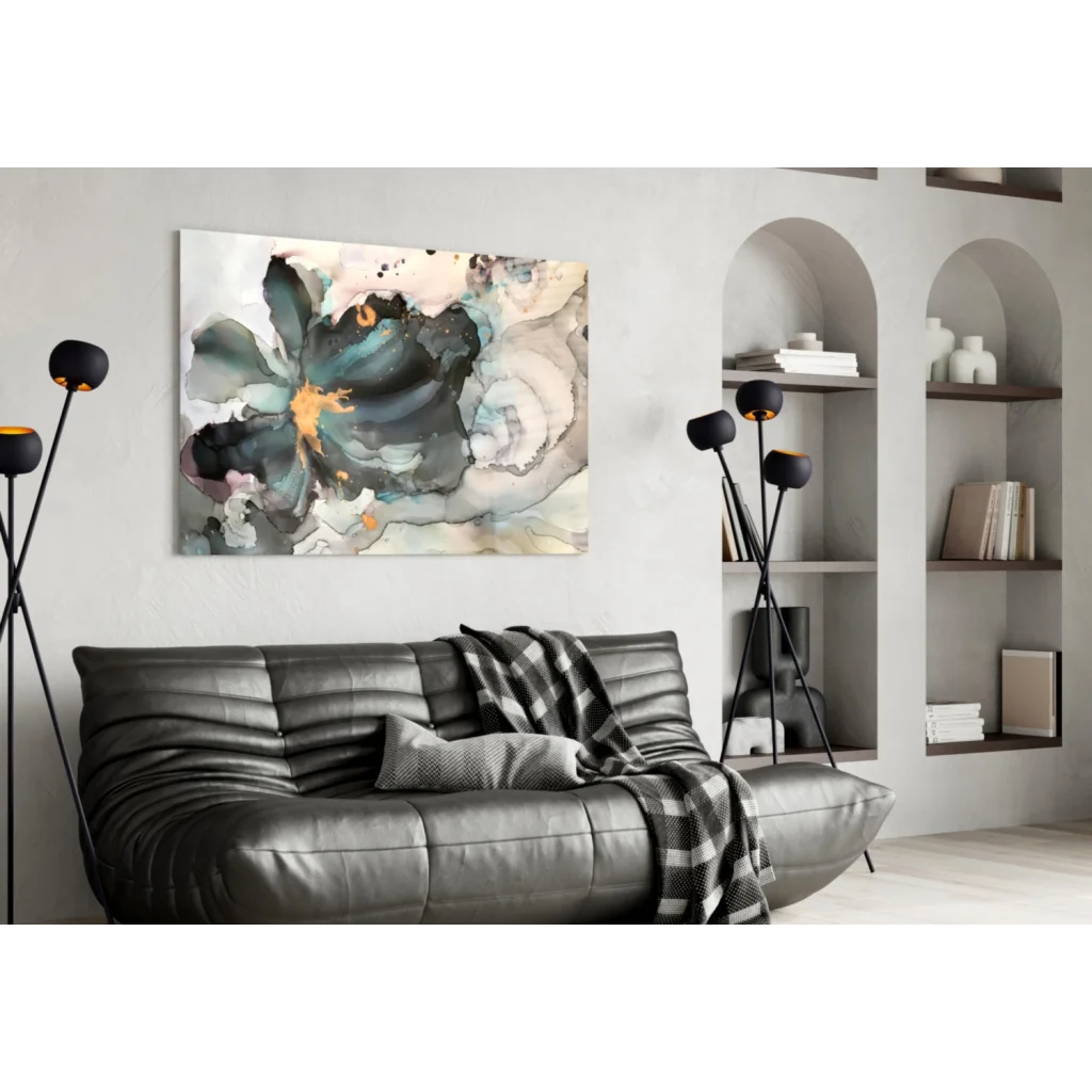Teal and Gold Abstract Swirl Canvas Wall Art | Contemporary Home Wall Art | vintageantiquesgifts.com