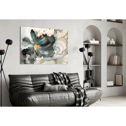 Teal and Gold Abstract Swirl Canvas Wall Art | Contemporary Home Wall Art | vintageantiquesgifts.com