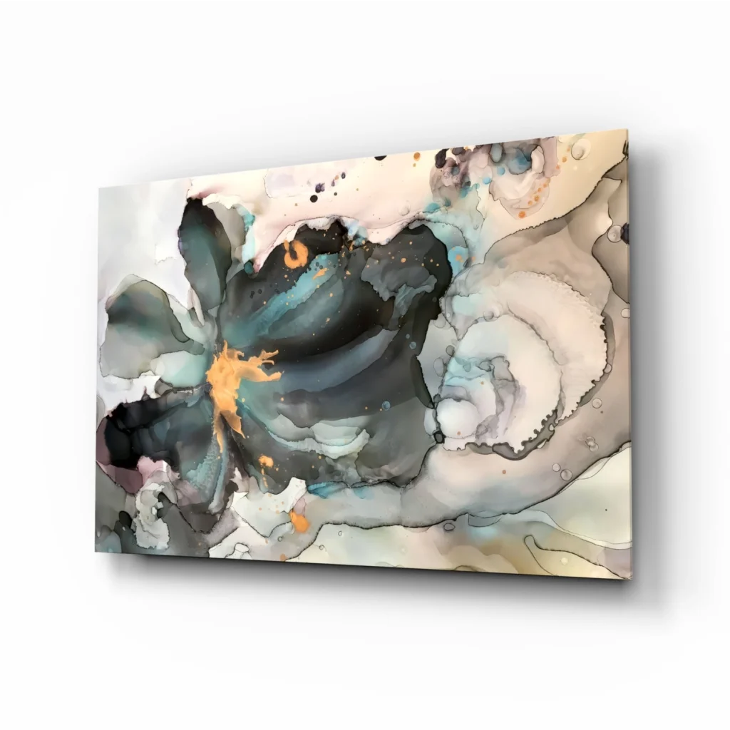 Teal and Gold Abstract Swirl Canvas Wall Art | Insigneart USA | vintageantiquesgifts.com