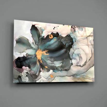 Teal and Gold Abstract Swirl Canvas Wall Art | Glass Wall Art Print | vintageantiquesgifts.com
