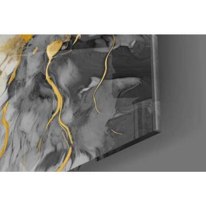 Modern swirling gold marble abstract canvas wall art