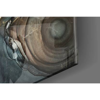 Close-up ancient stone Buddha head glass wall art canvas print