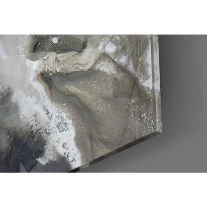 Modern swirling gray and yellow abstract canvas wall art