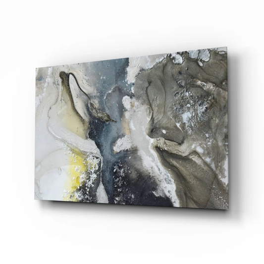 Swirling Gray and Yellow Abstract Canvas Wall Art | Insigneart USA | vintageantiquesgifts.com