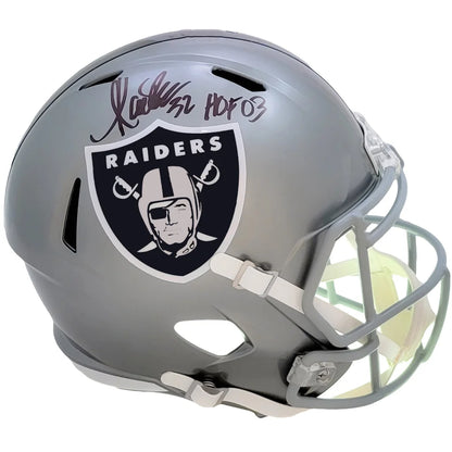 Marcus Allen autographed Raiders silver helmet with black white logo