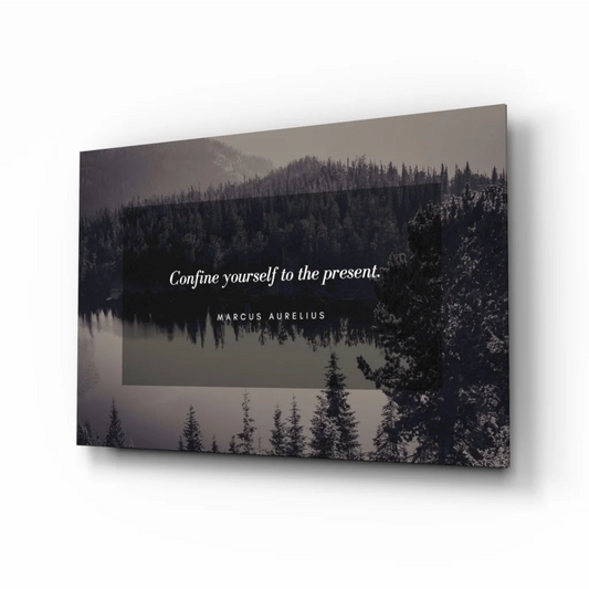 Marcus Aurelius Quote Glass Wall Art with Forest Lake Scene | Insigneart USA | vintageantiquesgifts.com