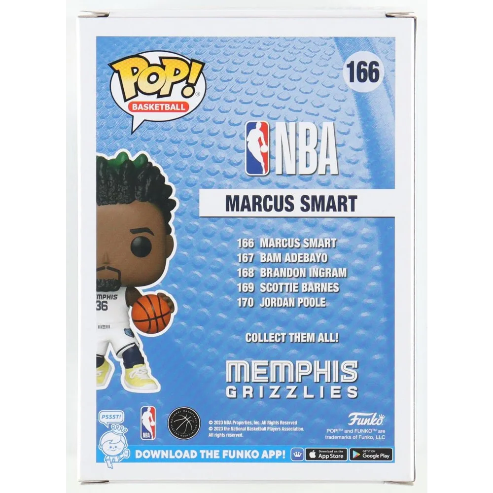 Back of a Funko Pop Basketball box featuring Marcus Smart Memphis Grizzlies figure