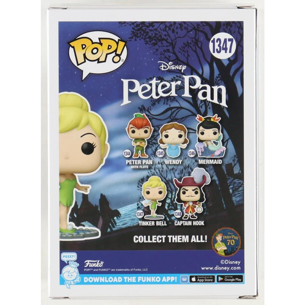 Funko Pop Tinker Bell box featuring Disney Peter Pan characters and Margaret Kerry autograph