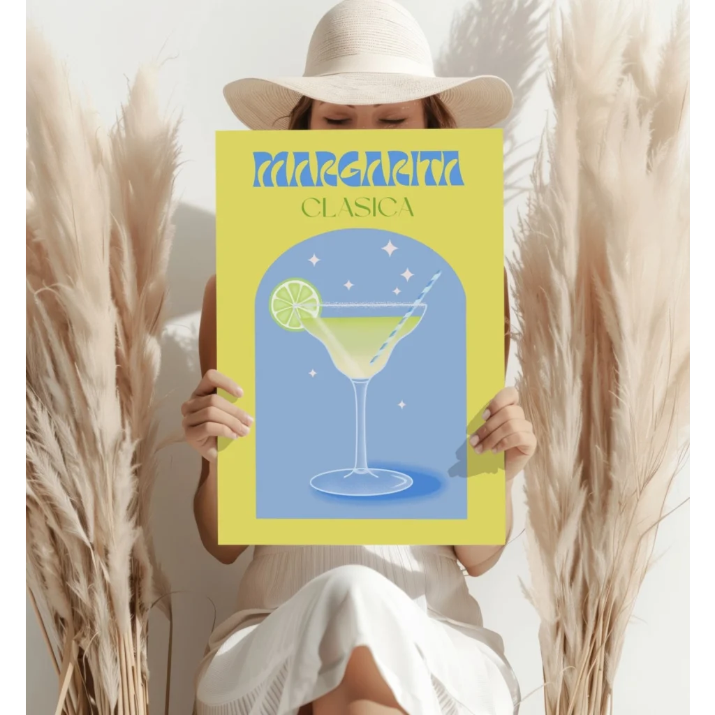 Yellow margarita glass on insigne aluminum print for bold decor