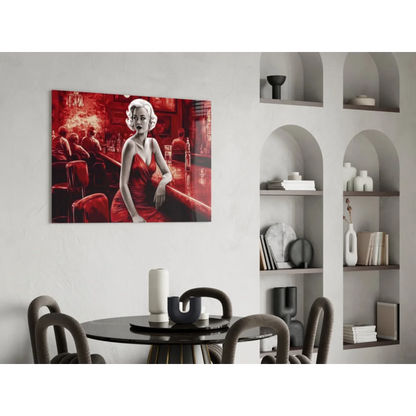 Glamorous red bar scene glass wall art canvas print