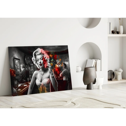 Marilyn Monroe Pop Art Glass Wall Art with Red Flowers | Modern Wall Art Decor | vintageantiquesgifts.com