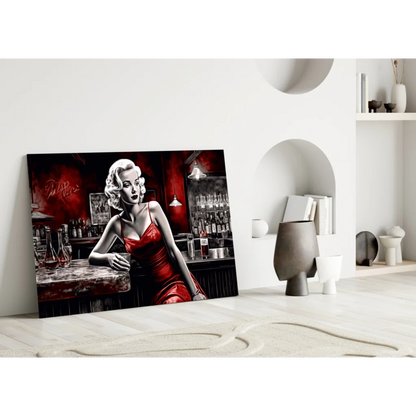 Marilyn Monroe red dress bar scene wall art canvas print