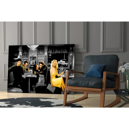 Framed Marilyn Monroe yellow dress diner scene canvas wall art