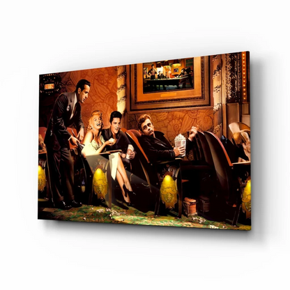 Godfather characters on glass wall art canvas print