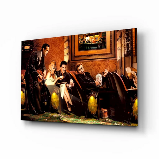 Godfather characters on glass wall art canvas print