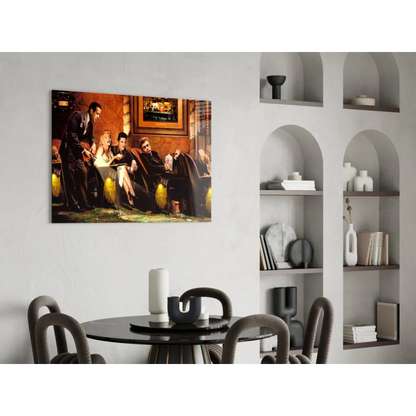 Friends TV show glass wall art canvas print with vintage scene