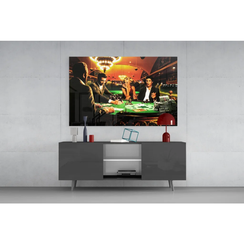 Vibrant casino scene on glass wall art print