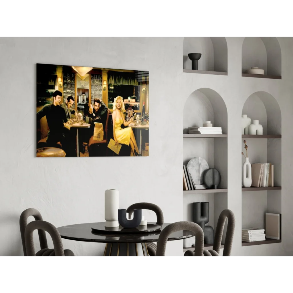 Friends cafe scene glass wall art canvas print
